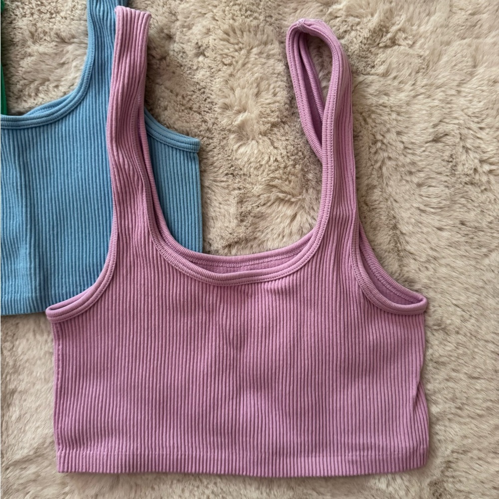 Colorful Ribbed Crop Tops - Picture 3 of 5
